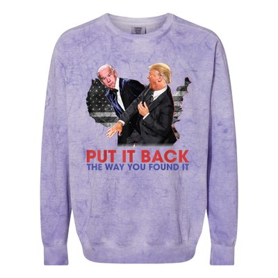 Put It Back The Way You Found It Funny Trump Slap Anti Biden Colorblast Crewneck Sweatshirt