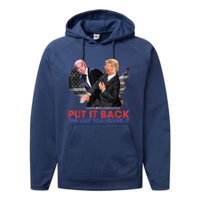 Put It Back The Way You Found It Funny Trump Slap Anti Biden Performance Fleece Hoodie