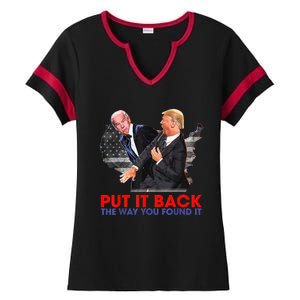 Put It Back The Way You Found It Funny Trump Slap Anti Biden Ladies Halftime Notch Neck Tee