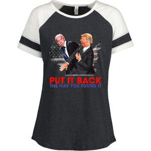 Put It Back The Way You Found It Funny Trump Slap Anti Biden Enza Ladies Jersey Colorblock Tee