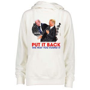 Put It Back The Way You Found It Funny Trump Slap Anti Biden Womens Funnel Neck Pullover Hood