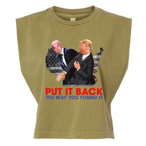 Put It Back The Way You Found It Funny Trump Slap Anti Biden Garment-Dyed Women's Muscle Tee