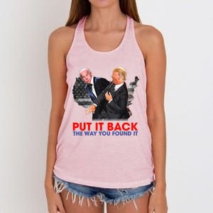 Put It Back The Way You Found It Funny Trump Slap Anti Biden Women's Knotted Racerback Tank