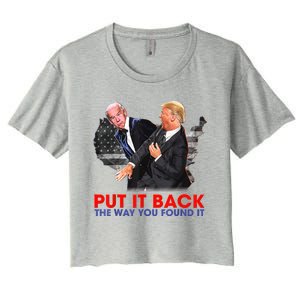 Put It Back The Way You Found It Funny Trump Slap Anti Biden Women's Crop Top Tee