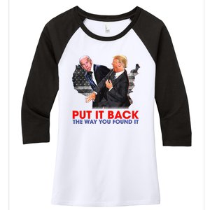 Put It Back The Way You Found It Funny Trump Slap Anti Biden Women's Tri-Blend 3/4-Sleeve Raglan Shirt