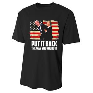 Put It Back The Way You Found It Trump Slap Anti Biden American Flag Performance Sprint T-Shirt