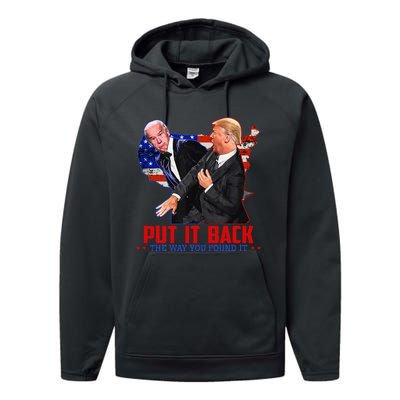 Put It Back The Way You Found It Funny Trump Slap Anti Biden Performance Fleece Hoodie