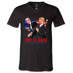 Put It Back The Way You Found It Funny Trump Slap Anti Biden V-Neck T-Shirt