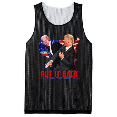 Put It Back The Way You Found It Funny Trump Slap Anti Biden Mesh Reversible Basketball Jersey Tank