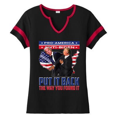 Put It Back The Way You Found It Funny Trump Slap Anti Biden Ladies Halftime Notch Neck Tee