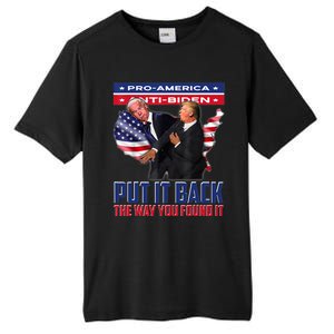 Put It Back The Way You Found It Funny Trump Slap Anti Biden Tall Fusion ChromaSoft Performance T-Shirt