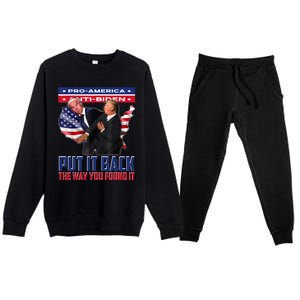 Put It Back The Way You Found It Funny Trump Slap Anti Biden Premium Crewneck Sweatsuit Set