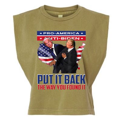 Put It Back The Way You Found It Funny Trump Slap Anti Biden Garment-Dyed Women's Muscle Tee