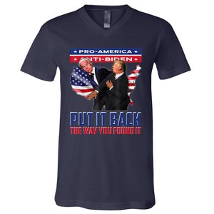 Put It Back The Way You Found It Funny Trump Slap Anti Biden V-Neck T-Shirt