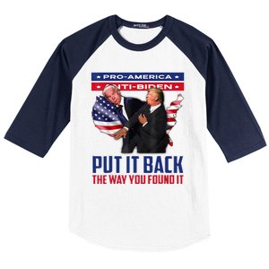 Put It Back The Way You Found It Funny Trump Slap Anti Biden Baseball Sleeve Shirt