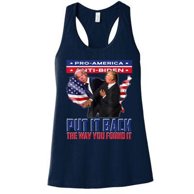 Put It Back The Way You Found It Funny Trump Slap Anti Biden Women's Racerback Tank