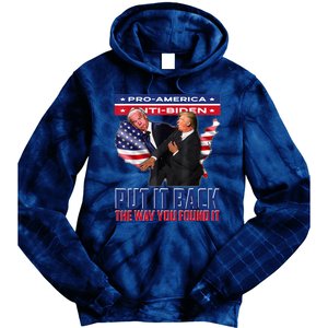 Put It Back The Way You Found It Funny Trump Slap Anti Biden Tie Dye Hoodie