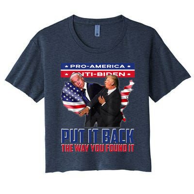 Put It Back The Way You Found It Funny Trump Slap Anti Biden Women's Crop Top Tee