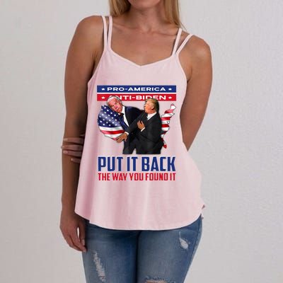 Put It Back The Way You Found It Funny Trump Slap Anti Biden Women's Strappy Tank