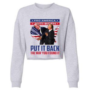 Put It Back The Way You Found It Funny Trump Slap Anti Biden Cropped Pullover Crew