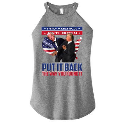 Put It Back The Way You Found It Funny Trump Slap Anti Biden Women's Perfect Tri Rocker Tank