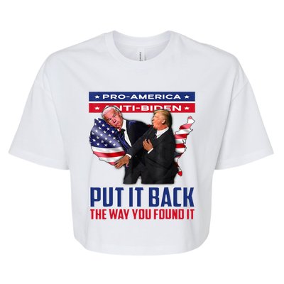 Put It Back The Way You Found It Funny Trump Slap Anti Biden Bella+Canvas Jersey Crop Tee