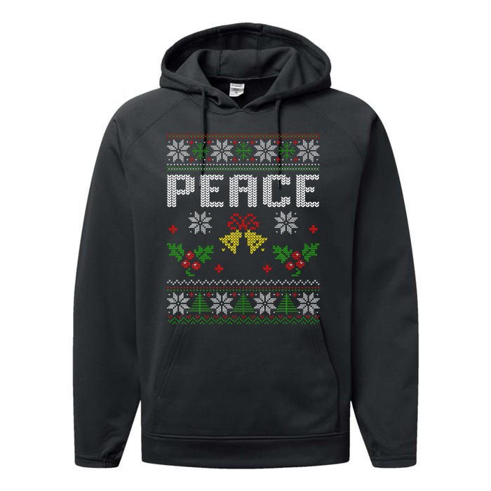 Peace I Come In Peace Couple Matching Ugly Christmas Sweater Performance Fleece Hoodie