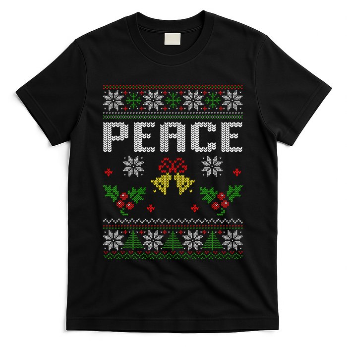 Peace I Come In Peace Couple Matching Ugly Christmas Sweater T-Shirt