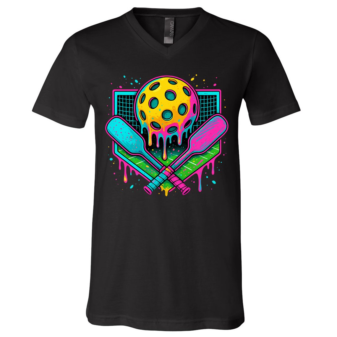 Pickleball Ice Cream Drip V-Neck T-Shirt