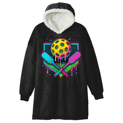 Pickleball Ice Cream Drip Hooded Wearable Blanket