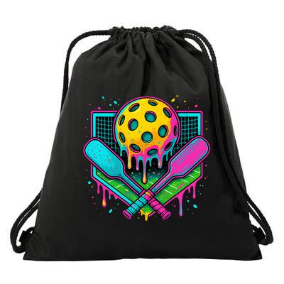 Pickleball Ice Cream Drip Drawstring Bag