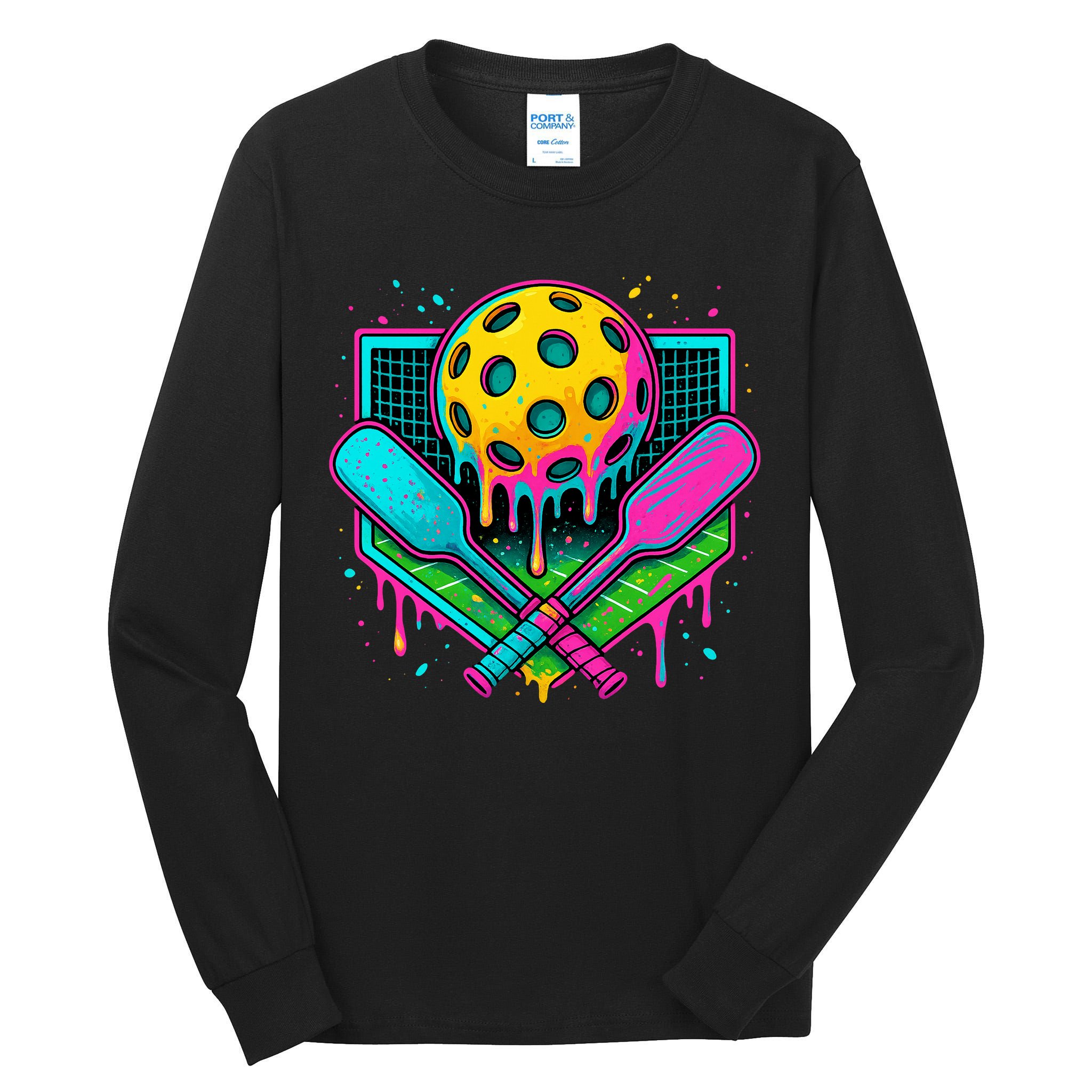 Pickleball Ice Cream Drip Tall Long Sleeve T-Shirt