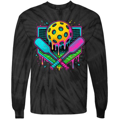 Pickleball Ice Cream Drip Tie-Dye Long Sleeve Shirt
