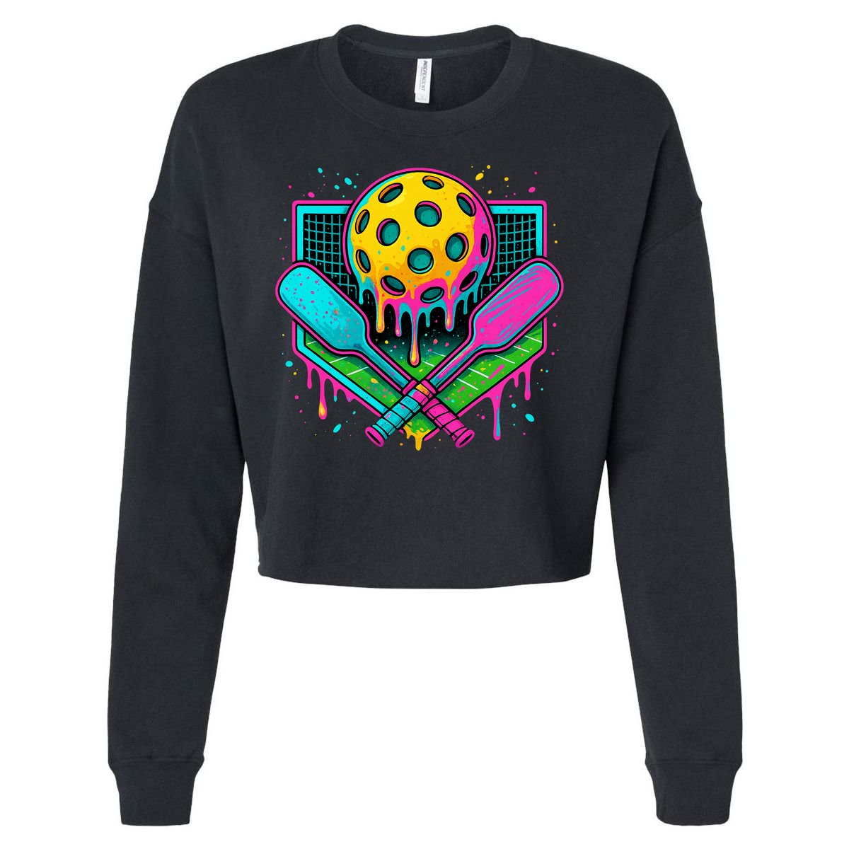 Pickleball Ice Cream Drip Cropped Pullover Crew