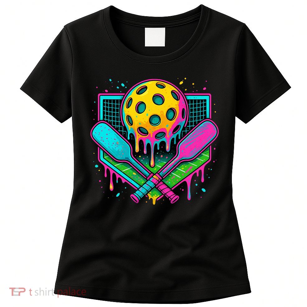 Pickleball Ice Cream Drip Womens T-Shirt
