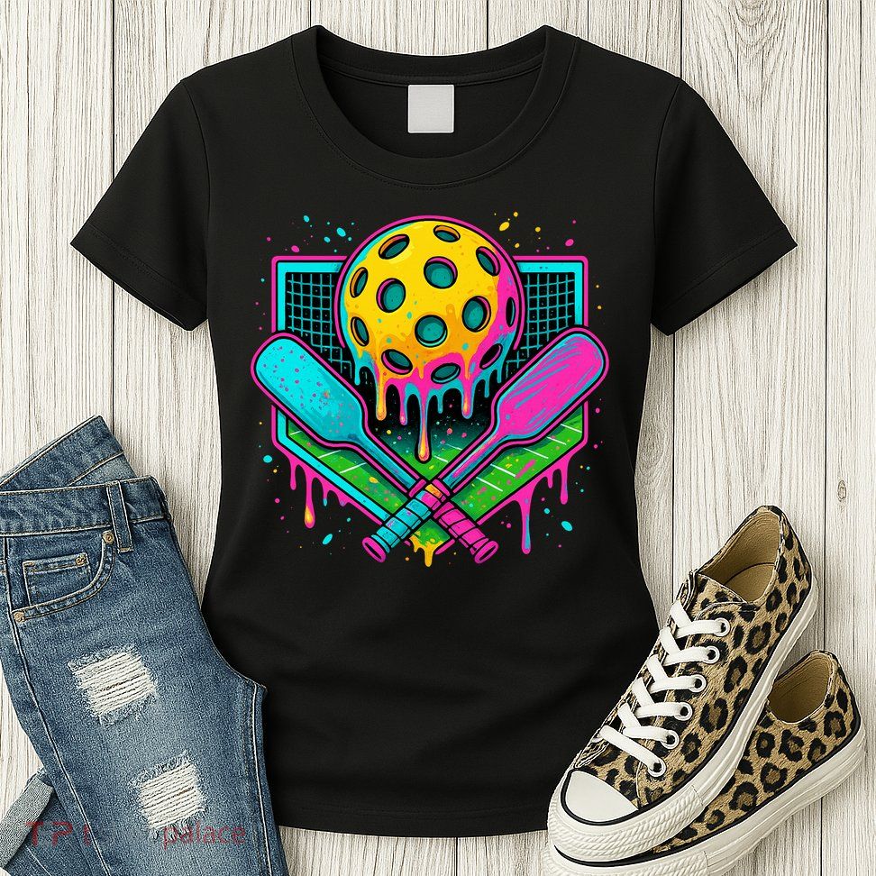 Pickleball Ice Cream Drip Womens T-Shirt