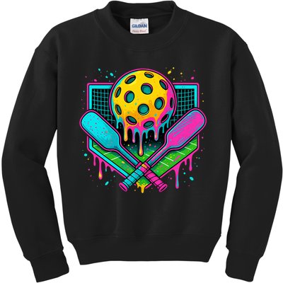 Pickleball Ice Cream Drip Kids Sweatshirt