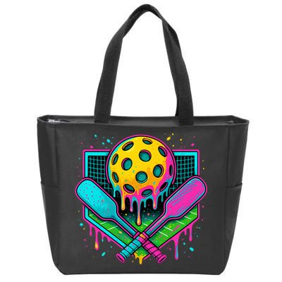 Pickleball Ice Cream Drip Zip Tote Bag