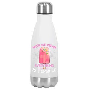 Popsicle Ice Cream Pun For An Ice Cream Lover Stainless Steel Insulated Water Bottle