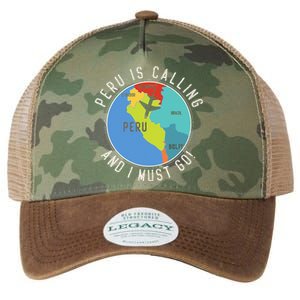 Peru Is Calling And I Must Go Peru Map Legacy Tie Dye Trucker Hat