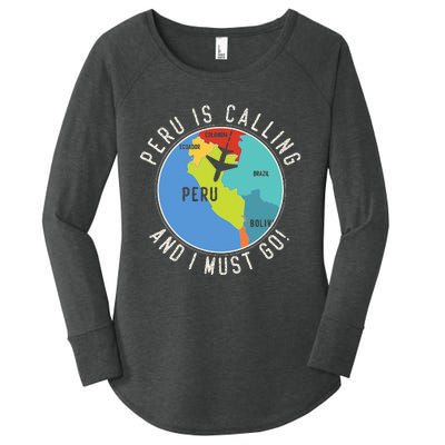 Peru Is Calling And I Must Go Peru Map Women's Perfect Tri Tunic Long Sleeve Shirt