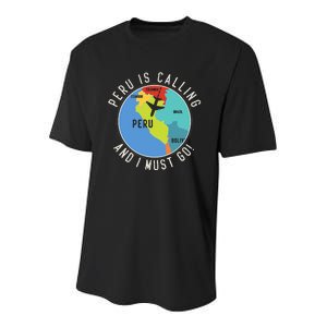 Peru Is Calling And I Must Go Peru Map Youth Performance Sprint T-Shirt