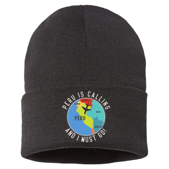 Peru Is Calling And I Must Go Peru Map Sustainable Knit Beanie