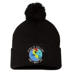 Peru Is Calling And I Must Go Peru Map Pom Pom 12in Knit Beanie