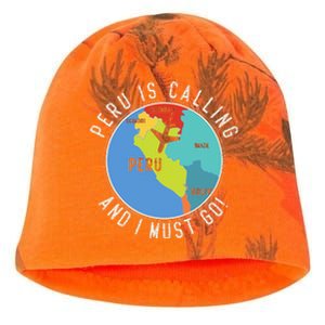 Peru Is Calling And I Must Go Peru Map Kati - Camo Knit Beanie