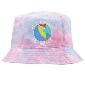 Peru Is Calling And I Must Go Peru Map Tie-Dyed Bucket Hat