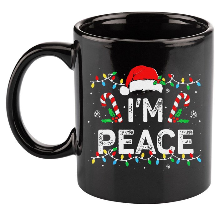 Peace I Come In Peace Couple Matching Ugly Christmas Sweater 11oz C Handle Ceramic Mug