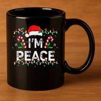 Peace I Come In Peace Couple Matching Ugly Christmas Sweater 11oz C Handle Ceramic Mug