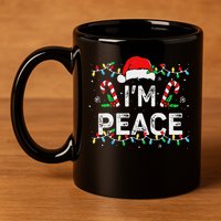 Peace I Come In Peace Couple Matching Ugly Christmas Sweater 11oz C Handle Ceramic Mug
