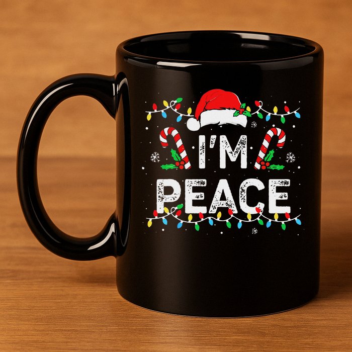 Peace I Come In Peace Couple Matching Ugly Christmas Sweater 11oz C Handle Ceramic Mug